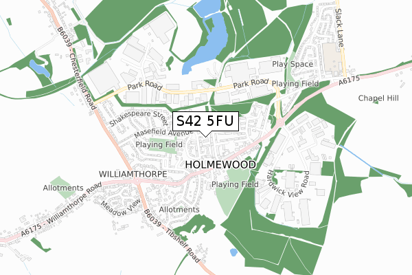 S42 5FU map - small scale - OS Open Zoomstack (Ordnance Survey)