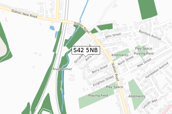 S42 5NB map - large scale - OS Open Zoomstack (Ordnance Survey)