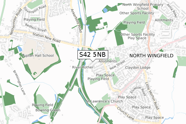 S42 5NB map - small scale - OS Open Zoomstack (Ordnance Survey)