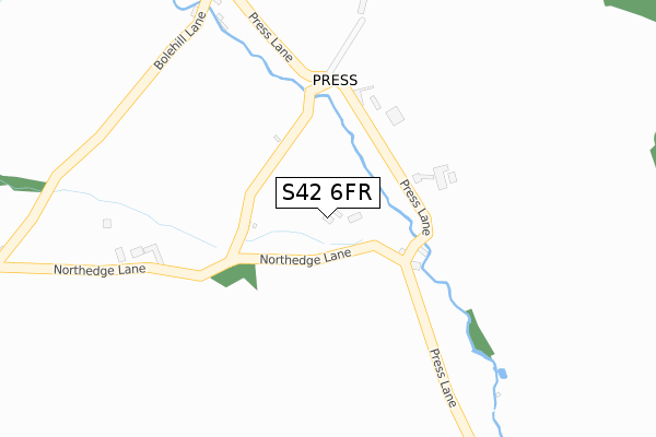 S42 6FR map - large scale - OS Open Zoomstack (Ordnance Survey)