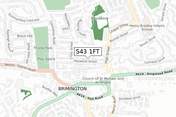 S43 1FT map - large scale - OS Open Zoomstack (Ordnance Survey)