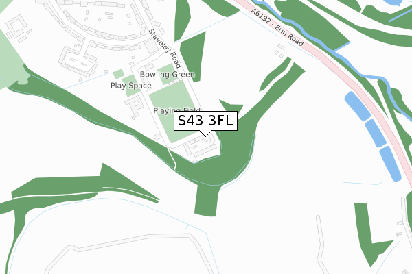 S43 3FL map - large scale - OS Open Zoomstack (Ordnance Survey)