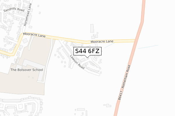 S44 6FZ map - large scale - OS Open Zoomstack (Ordnance Survey)