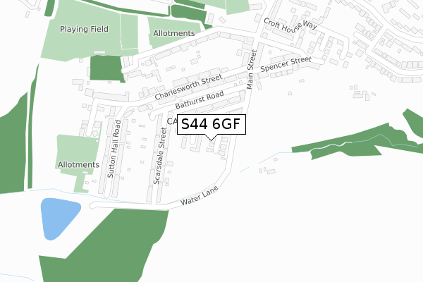 S44 6GF map - large scale - OS Open Zoomstack (Ordnance Survey)