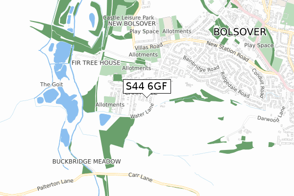 S44 6GF map - small scale - OS Open Zoomstack (Ordnance Survey)