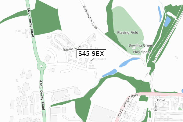 S45 9EX map - large scale - OS Open Zoomstack (Ordnance Survey)