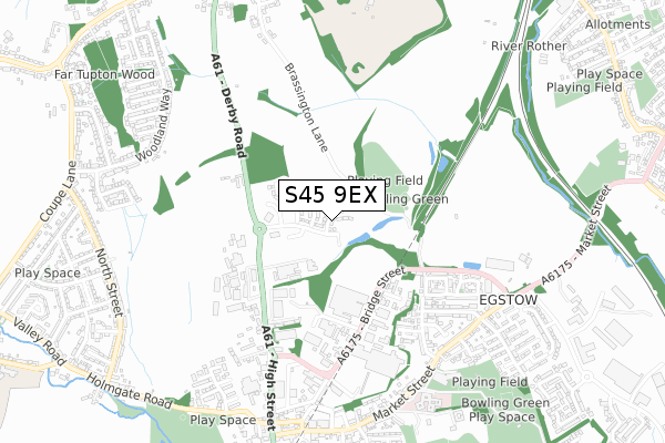 S45 9EX map - small scale - OS Open Zoomstack (Ordnance Survey)