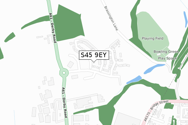 S45 9EY map - large scale - OS Open Zoomstack (Ordnance Survey)