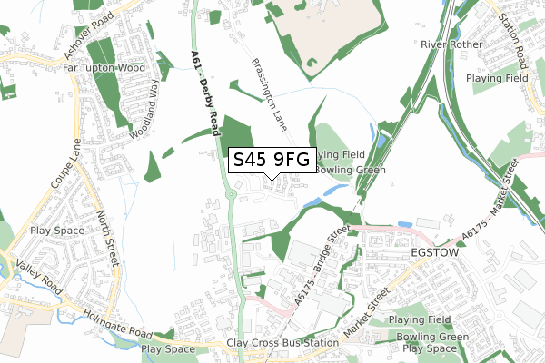 S45 9FG map - small scale - OS Open Zoomstack (Ordnance Survey)