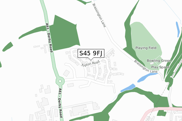 S45 9FJ map - large scale - OS Open Zoomstack (Ordnance Survey)