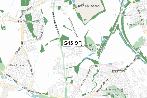 S45 9FJ map - small scale - OS Open Zoomstack (Ordnance Survey)