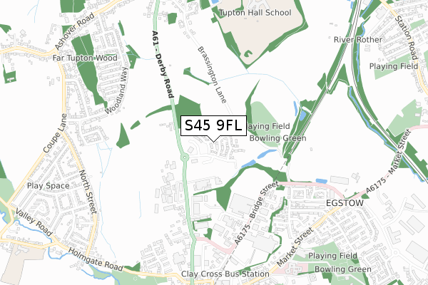 S45 9FL map - small scale - OS Open Zoomstack (Ordnance Survey)