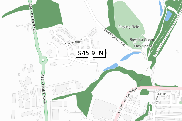 S45 9FN map - large scale - OS Open Zoomstack (Ordnance Survey)