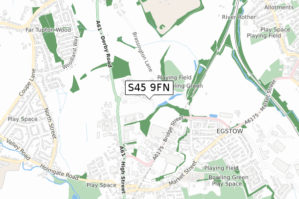 S45 9FN map - small scale - OS Open Zoomstack (Ordnance Survey)