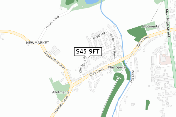 S45 9FT map - large scale - OS Open Zoomstack (Ordnance Survey)