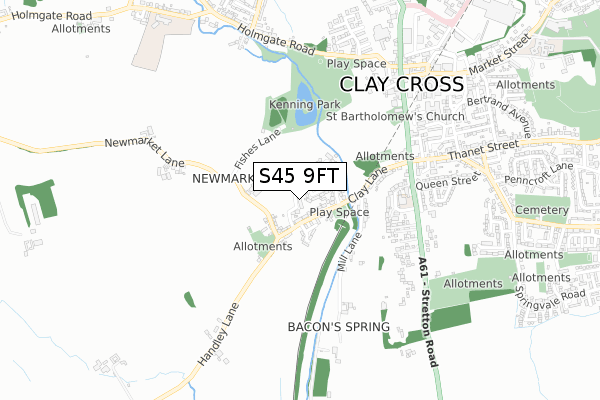 S45 9FT map - small scale - OS Open Zoomstack (Ordnance Survey)