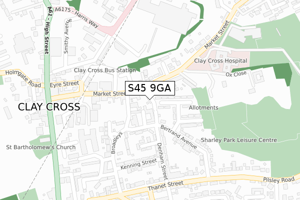 S45 9GA map - large scale - OS Open Zoomstack (Ordnance Survey)