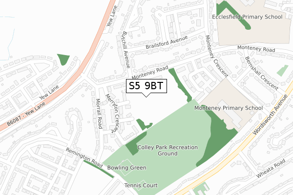 S5 9BT map - large scale - OS Open Zoomstack (Ordnance Survey)