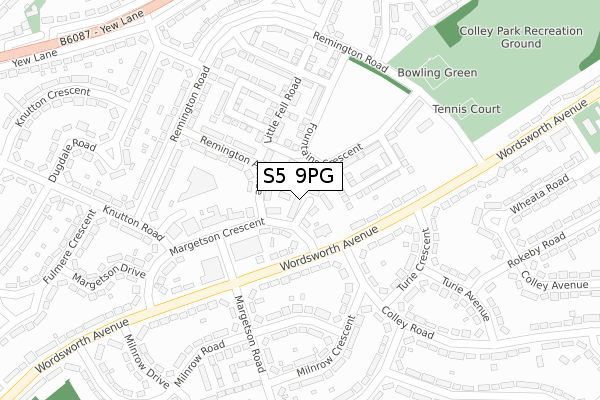 S5 9PG map - large scale - OS Open Zoomstack (Ordnance Survey)