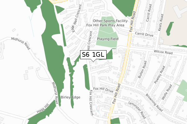 S6 1GL map - large scale - OS Open Zoomstack (Ordnance Survey)