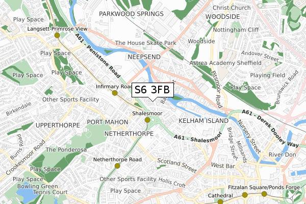 S6 3FB map - small scale - OS Open Zoomstack (Ordnance Survey)