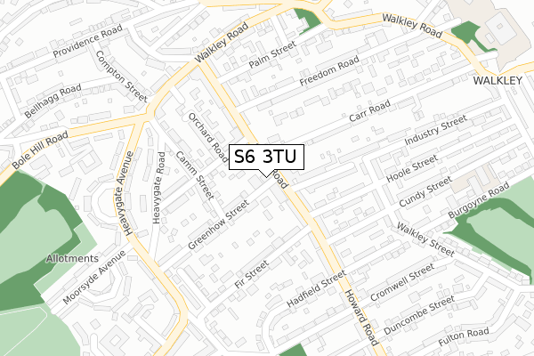 S6 3TU map - large scale - OS Open Zoomstack (Ordnance Survey)