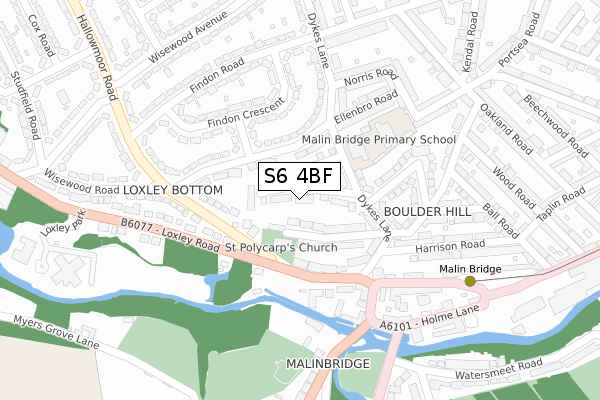 S6 4BF map - large scale - OS Open Zoomstack (Ordnance Survey)