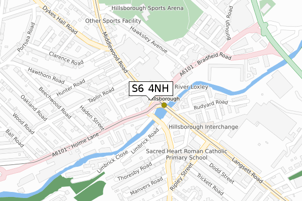 S6 4NH map - large scale - OS Open Zoomstack (Ordnance Survey)