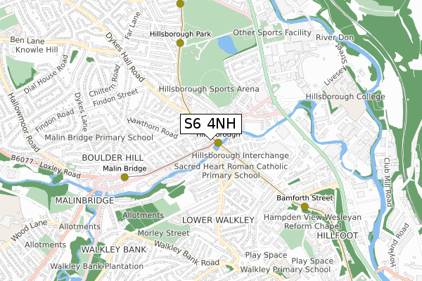 S6 4NH map - small scale - OS Open Zoomstack (Ordnance Survey)