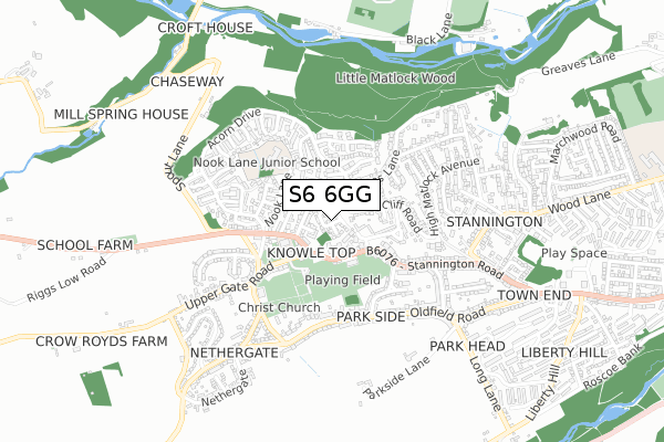 S6 6GG map - small scale - OS Open Zoomstack (Ordnance Survey)