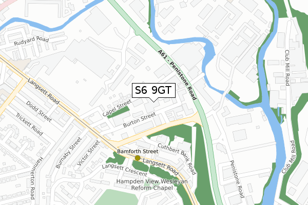 S6 9GT map - large scale - OS Open Zoomstack (Ordnance Survey)