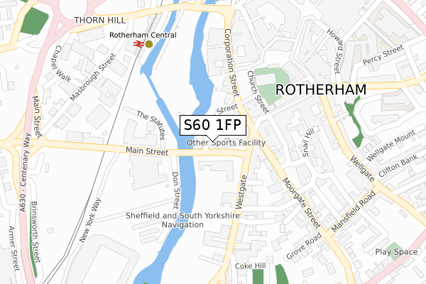 S60 1FP map - large scale - OS Open Zoomstack (Ordnance Survey)