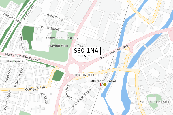 S60 1NA map - large scale - OS Open Zoomstack (Ordnance Survey)