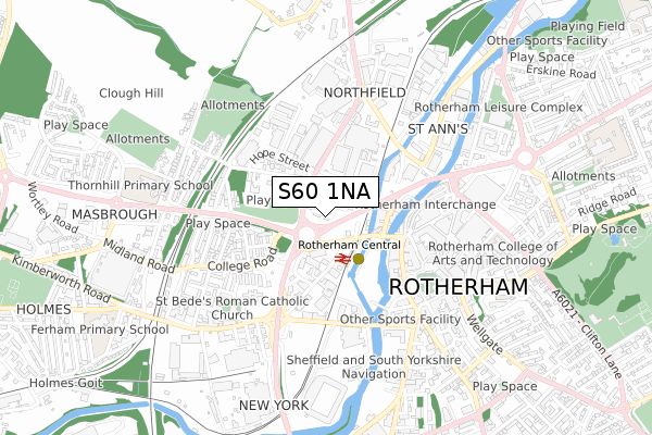 S60 1NA map - small scale - OS Open Zoomstack (Ordnance Survey)