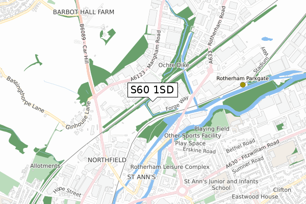 S60 1SD map - small scale - OS Open Zoomstack (Ordnance Survey)