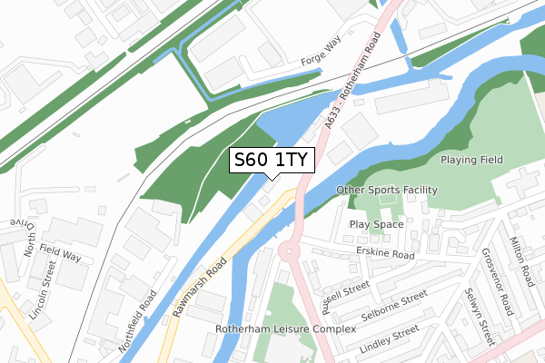 S60 1TY map - large scale - OS Open Zoomstack (Ordnance Survey)