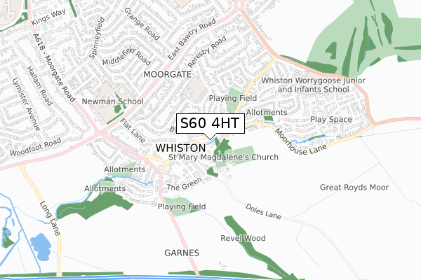 S60 4HT map - small scale - OS Open Zoomstack (Ordnance Survey)