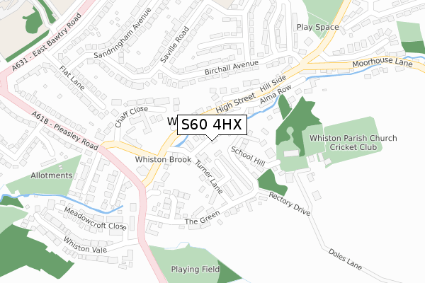 S60 4HX map - large scale - OS Open Zoomstack (Ordnance Survey)