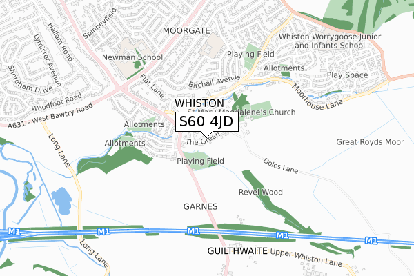 S60 4JD map - small scale - OS Open Zoomstack (Ordnance Survey)