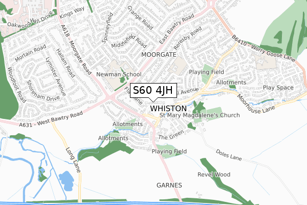 S60 4JH map - small scale - OS Open Zoomstack (Ordnance Survey)