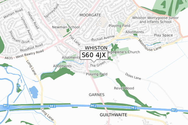 S60 4JX map - small scale - OS Open Zoomstack (Ordnance Survey)