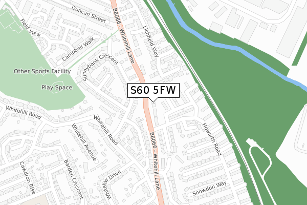 S60 5FW map - large scale - OS Open Zoomstack (Ordnance Survey)