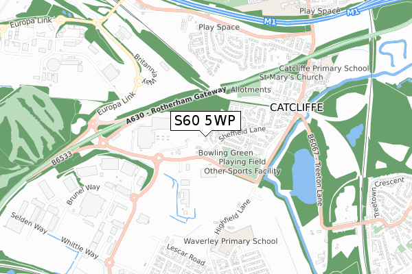 S60 5WP map - small scale - OS Open Zoomstack (Ordnance Survey)