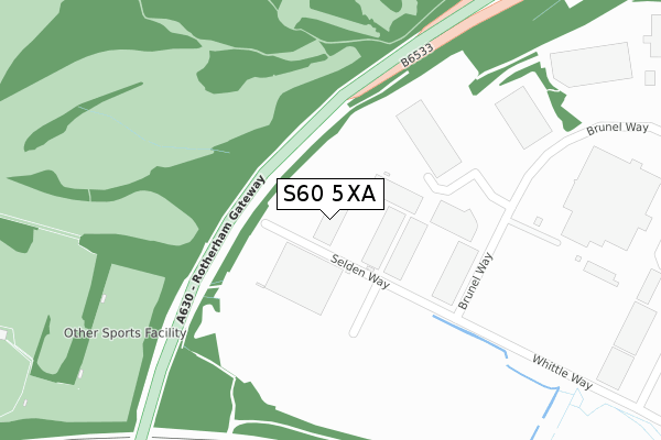 S60 5XA map - large scale - OS Open Zoomstack (Ordnance Survey)