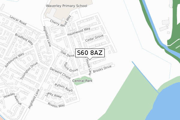 S60 8AZ map - large scale - OS Open Zoomstack (Ordnance Survey)