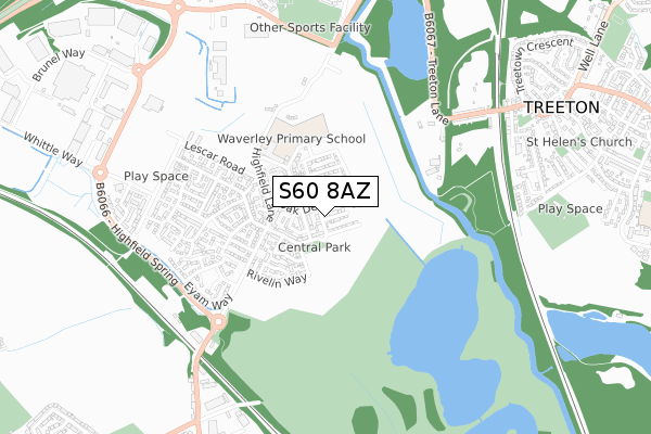 S60 8AZ map - small scale - OS Open Zoomstack (Ordnance Survey)