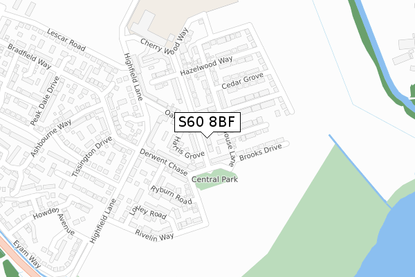 S60 8BF map - large scale - OS Open Zoomstack (Ordnance Survey)