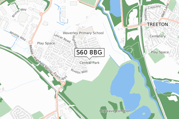 S60 8BG map - small scale - OS Open Zoomstack (Ordnance Survey)