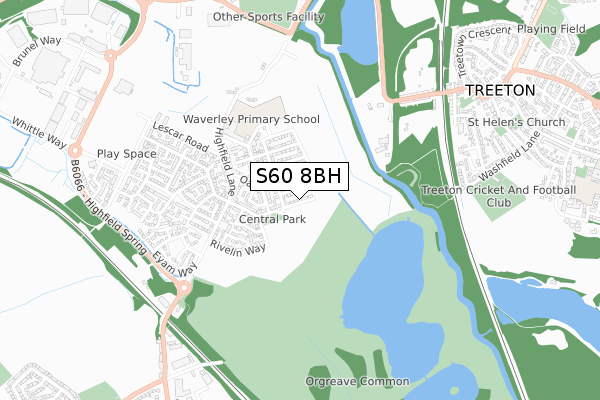 S60 8BH map - small scale - OS Open Zoomstack (Ordnance Survey)