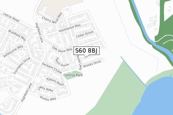 S60 8BJ map - large scale - OS Open Zoomstack (Ordnance Survey)